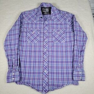 Wrangler 20X Competition Purple Plaid Western Pearl Snap Shirt Mens M